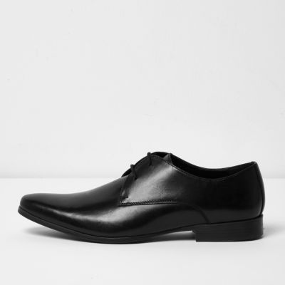 Black smart leather derby shoes